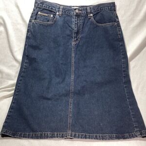 Y2K Calvin Klein Jeans Womens Denim Midi Skirt Dark 100% Cotton Size 10 Vintage